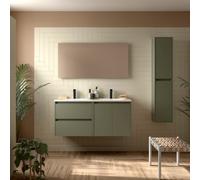 Meuble salle de bains et plan de vasque 120cm 2 tiroirs 2 portes Green Satin NOJA - SALGAR 113451