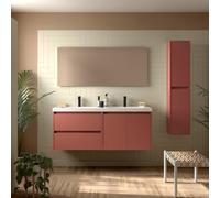 Meuble salle de bains et plan de vasque 140cm 2 tiroirs 2 portes Red Satin NOJA - SALGAR 113461