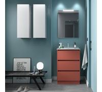 Meuble salle de bains et plan de vasque 60cm 3 tiroirs Red Satin NOJA - SALGAR 106246