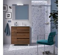Meuble salle de bains et plan de vasque 85cm 3 tiroirs 1 porte à gauche Noyer Maya NOJA - SALGAR 106276