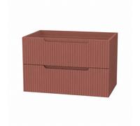 Meuble salle de bains suspendu 80 cm - 2 tiroirs MDF ondulé - terracotta - Emilien AURLANE