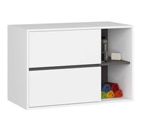 Meuble salle de bains VAMI suspendu sans vasque Blanc et Gris Graphite 90 cm 2 tiroirs 2 étagères 90x45,5x60 cm