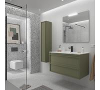 Meuble salle de bains + Vasque 100cm 2 tiroirs Green Satin ATTILA - SALGAR 104917