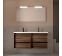 Meuble salle de bains + Vasque 120cm 4 tiroirs Noyer Maya ATTILA - SALGAR 104929