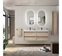 Meuble salle de bains + Vasque 140cm 4 tiroirs Chêne Naturel ATTILA - SALGAR 104844