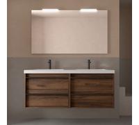 Meuble salle de bains + Vasque 140cm 4 tiroirs Noyer Maya ATTILA - SALGAR 104847