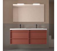 Meuble salle de bains + Vasque 140cm 4 tiroirs Red Satin ATTILA - SALGAR 104843