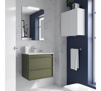 Meuble salle de bains + Vasque 70cm 2 tiroirs Green Satin ATTILA - SALGAR 104899