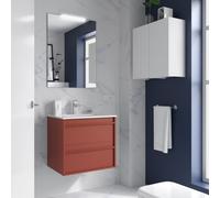 Meuble salle de bains + Vasque 70cm 2 tiroirs Red Satin ATTILA - SALGAR 104900