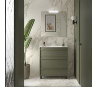 Meuble salle de bains + Vasque 80cm 3 tiroirs Green Satin ATTILA - SALGAR 105147