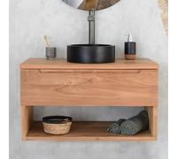 Meuble sdb teck massif 80 cm khartane
