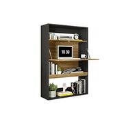 Caemmum Meuble Secrétaire - Bar Noir et Chêne 4 Niches