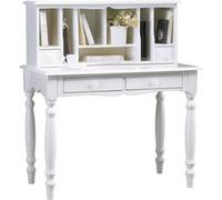 Meuble Secrétaire Blanc Style Anglais 4 Tiroirs 7 Niches L 100 H 114.3 P 56.4 cm Blanc