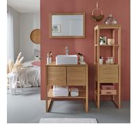 Meuble simple 70cm + vasque + miroir + colonne ATOLL