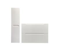 Meuble simple vasque suspendu avec colonne - Blanc - 80 cm - STEFANIE