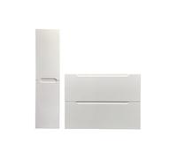 Meuble simple vasque suspendu avec colonne - Blanc - 80 cm - STEFANIE
