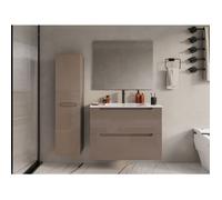 Meuble simple vasque suspendu avec colonne - Taupe - 80 cm - STEFANIE