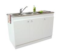 Meuble sous évier DECLIQ 120x60cm 3 portes avec charnières invisibles - NEOVA - S13N23120