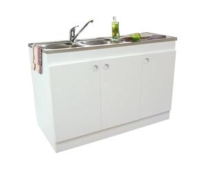 Meuble sous evier 120cm blanc Décliq Néova