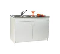 Meuble sous-évier 2 portes mélaminé blanc 80x60