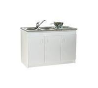 Meuble sous-évier 3 portes mélaminé blanc 120x60