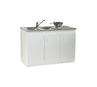 Meuble sous-évier 3 portes mélaminé blanc 120x60