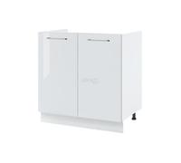 Meuble sous-évier Bellissi Blanc Brillant 2 portes L 80 cm - Cuisineandcie