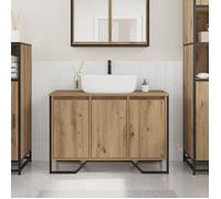Meuble sous évier - Chêne artisanal - 91x35x60 cm - 3 portes - Finition mate
