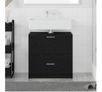 vidaXL Meuble sous évier Chêne Noir 59x37x59 cm 2 tiroirs Montage facile