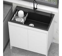 Meuble Sous-Évier En Acier Inoxydable Avec Panier D'Égouttage, Évier Utilitaire À Une Cuve Avec Robinet Pivotant À 360° Et Profondeur De 20 Cm Pour Cuisines Professionnelles, Restaurants Et Buanderie