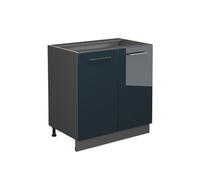 Meuble sous évier Fame-Line, 80cm avec étagère, sans PT, Bleu foncé brillant, Anthracite, Vicco