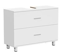 Meuble sous-évier Homcom, meuble de salle de bain avec 2 tiroirs, style moderne, pour évier sans piédestal, 80X30X60 cm, blanc BLANC