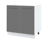 Meuble sous-évier Lovia Gris Mat 2 portes L 80 cm - Cuisineandcie