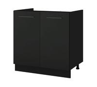 Meuble sous-évier Lovia Noir Mat 2 portes L 80 cm - Cuisineandcie