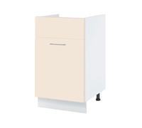 Meuble sous-évier Lovia Vanille Mat 1 porte coulissante L 50 cm - Cuisineandcie