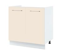 Meuble sous-évier Lovia Vanille Mat 2 portes L 80 cm - Cuisineandcie