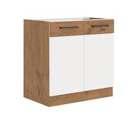 Meuble sous évier Mélaminé chene Lancelot et brillant 80 cm 2 portes battantes