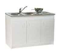 Meuble sous-évier mélaminé SIM'HYDRO 3 portes 1200X600mm - NÉOVA - S12N43120H