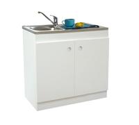 Meuble sous évier dépliable DECLIQ 80x60cm 2 portes avec charnières invisibles NEOVA S13N22080