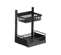 Meuble Sous Evier - Organisateur sous Evier avec 2 Tiroir Coulissant à Extraction - 36X30X12 cm Noir