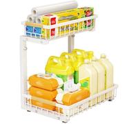 Meuble Sous Evier-Organisateur sous Evier avec 2 Tiroir Coulissant à Extraction - Rangement Et Organisation De Cuisine,Blanc