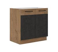 Meuble sous évier ROCK Mélaminé décor chene lancelot et matera 1 porte L80 H82 cm