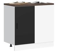 Meuble sous évier - vidaXL - Bois d'ingénierie - Noir - 86x46x81,5 cm - Capacité 70 kg - Pieds réglables - Gamme Lyon