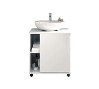 Meuble sous lavabo 1 porte coloris blanc brillant - Hauteur 64 x Longueur 59 x Profondeur 45 cm --