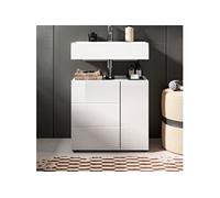 Meuble sous lavabo 2 portes 60x32x56 cm blanc brillant - VARKA