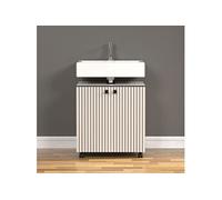 CALICOSY - Meuble sous vasque sur roulettes 2 portes L60 cm - PUREBLISS - Kashmir gris perle et noir mat