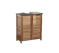 Tendance Meuble sous lavabo Element Acacia et MDF – 2 portes, 1 étagère intérieure, porte-serviette intégré