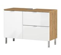 Meuble Sous Lavabo 2 Portes Et 1 Tiroir Chêne Et Blanc - Hydd