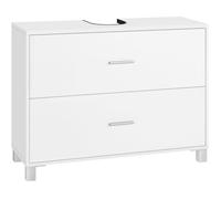 Meuble sous Lavabo 2 Tiroirs - Meuble sous Vasque - 80x30x60cm - Blanc