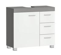 Meuble sous vasque - VASAGLE - 3 Grands Tiroirs - 2 Compartiments - Blanc et Gris Ciment